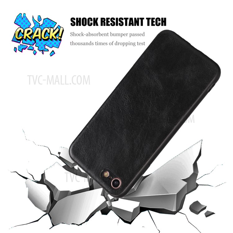 Loco Caballo Textura PU Recubierto De Cuero Caso De TPU Para El IPhone Se (segunda Generación) / 8/7 - Negro-8