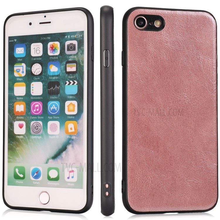 Crazy Horse Texture PU Leather Coated TPU Case for iPhone SE (2nd Generation)/8/7 - Rose Gold-1