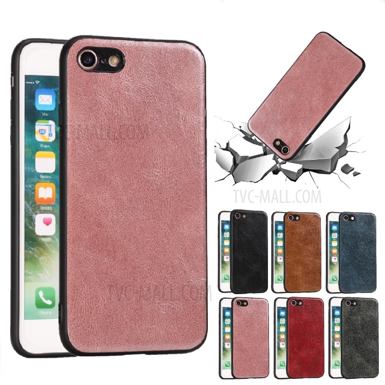 Crazy Horse Texture PU Leather Coated TPU Case for iPhone SE (2nd Generation)/8/7 - Rose Gold-10