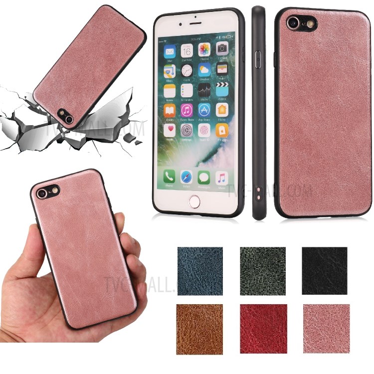 Crazy Horse Texture PU Leather Coated TPU Case for iPhone SE (2nd Generation)/8/7 - Rose Gold-11