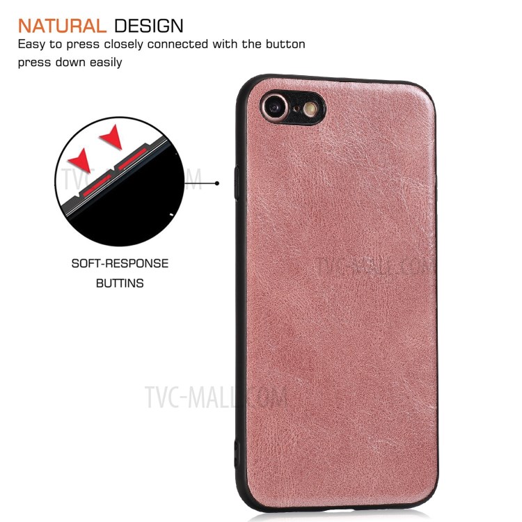 Crazy Horse Texture PU Leather Coated TPU Case for iPhone SE (2nd Generation)/8/7 - Rose Gold-6