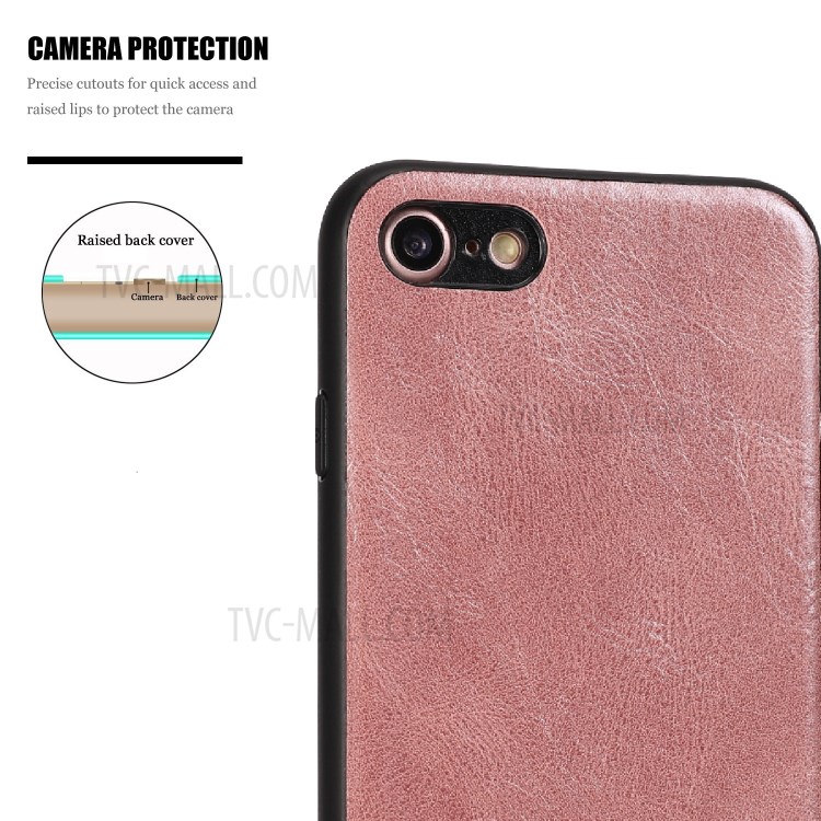 Crazy Horse Texture PU Leather Coated TPU Case for iPhone SE (2nd Generation)/8/7 - Rose Gold-7