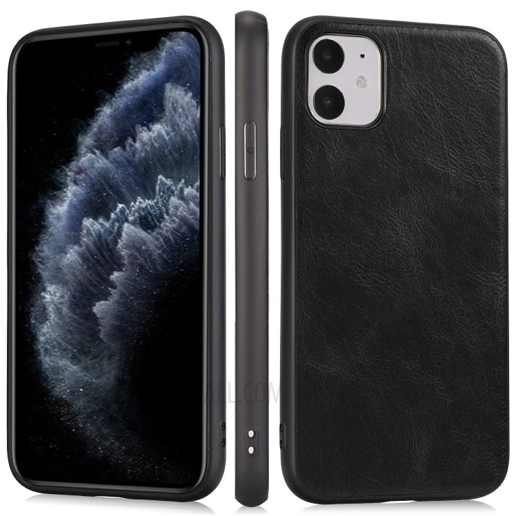 Crazy Horse Texture PU Leather Coated TPU Cover for iPhone 11 6.1 inch - Black-1