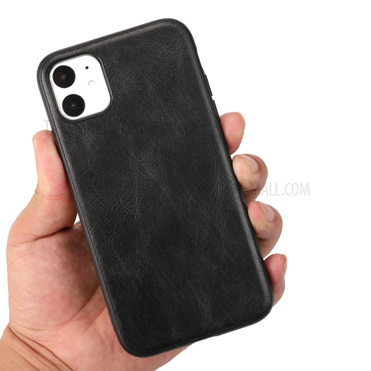 Crazy Horse Texture PU Leather Coated TPU Cover for iPhone 11 6.1 inch - Black-3