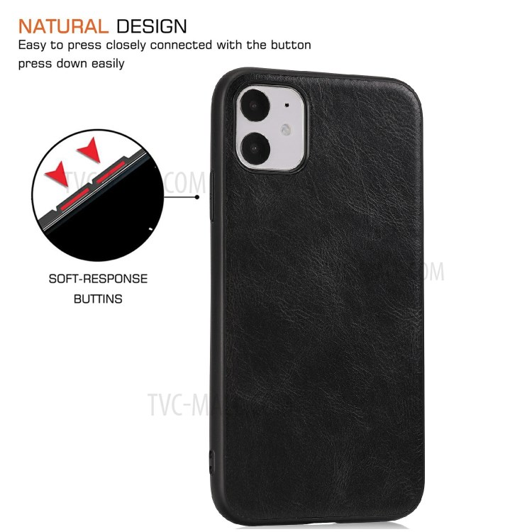 Crazy Horse Texture PU Leather Coated TPU Cover for iPhone 11 6.1 inch - Black-6