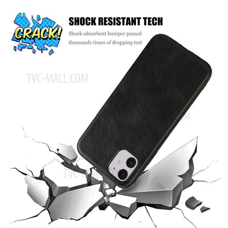 Crazy Horse Texture PU Leather Coated TPU Cover for iPhone 11 6.1 inch - Black-8