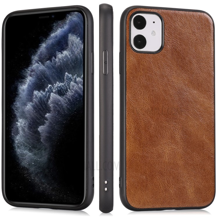 Crazy Horse Texture PU Leather Coated TPU Cover for iPhone 11 6.1 inch - Brown-1