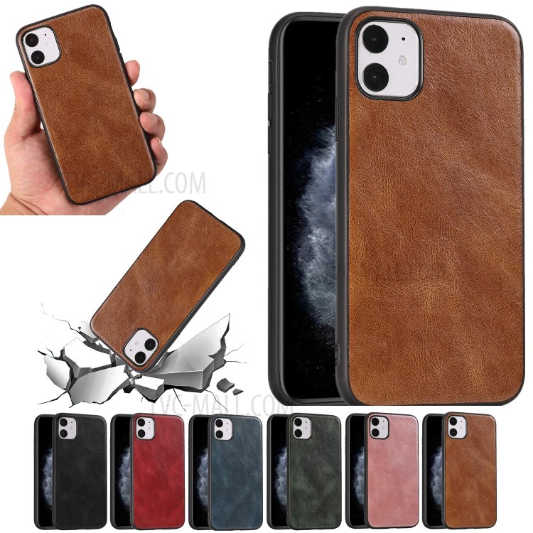 Crazy Horse Texture PU Leather Coated TPU Cover for iPhone 11 6.1 inch - Brown-11