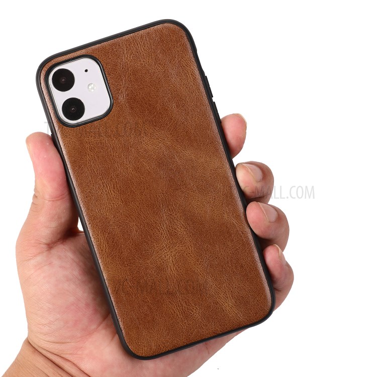 Crazy Horse Texture PU Leather Coated TPU Cover for iPhone 11 6.1 inch - Brown-3