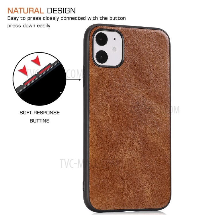 Crazy Horse Texture PU Leather Coated TPU Cover for iPhone 11 6.1 inch - Brown-6