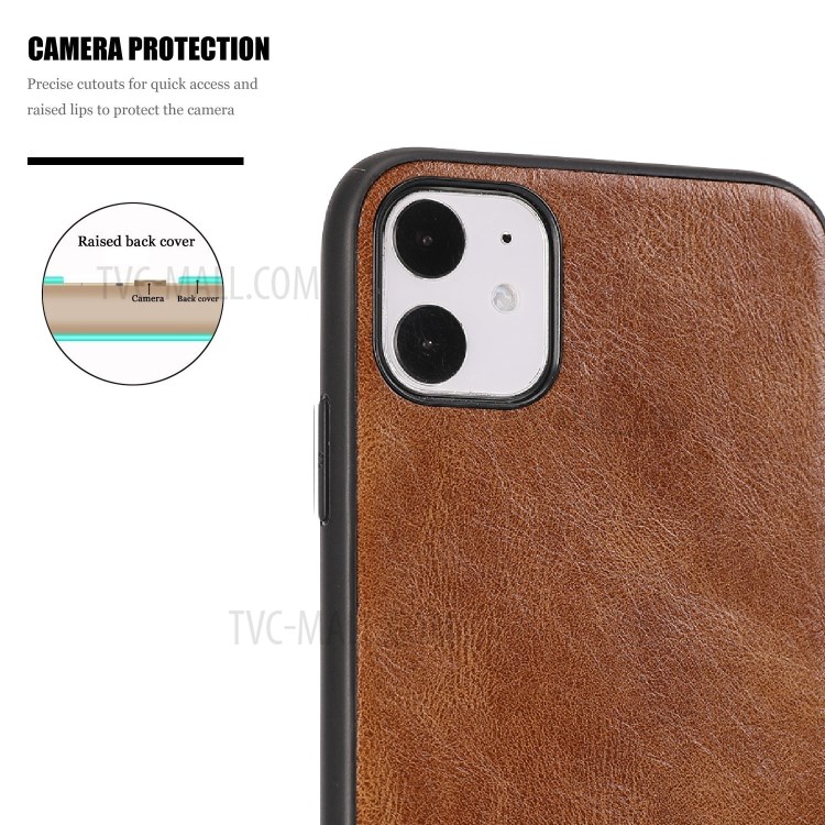 Crazy Horse Texture PU Leather Coated TPU Cover for iPhone 11 6.1 inch - Brown-7