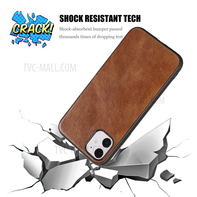 Crazy Horse Texture PU Leather Coated TPU Cover for iPhone 11 6.1 inch - Brown-8