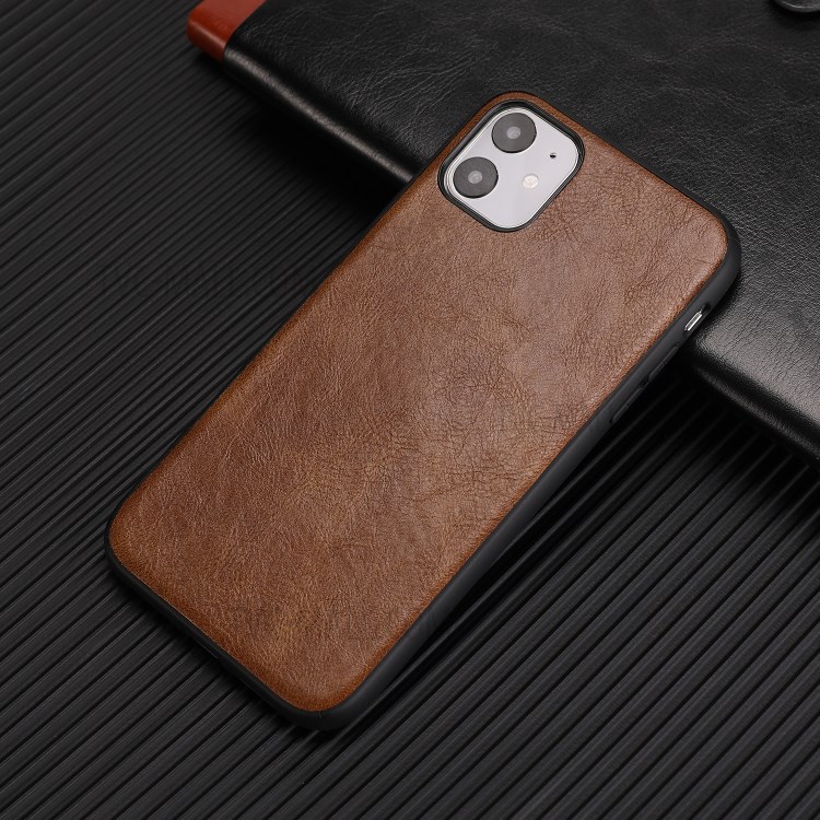 Crazy Horse Texture PU Leather Coated TPU Cover for iPhone 11 6.1 inch - Brown-9
