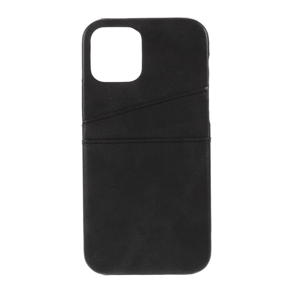 Double Card Slots PU Leather Coated PC Cover for iPhone 12 Pro / 12 Max 6.1-inch - Black-1