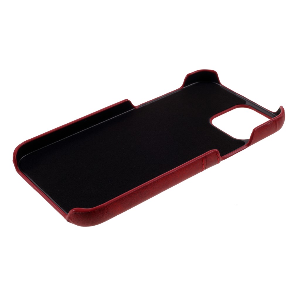 Double Card Slots PU Leather Coated PC Cover for iPhone 12 Pro / 12 Max 6.1-inch - Red-5