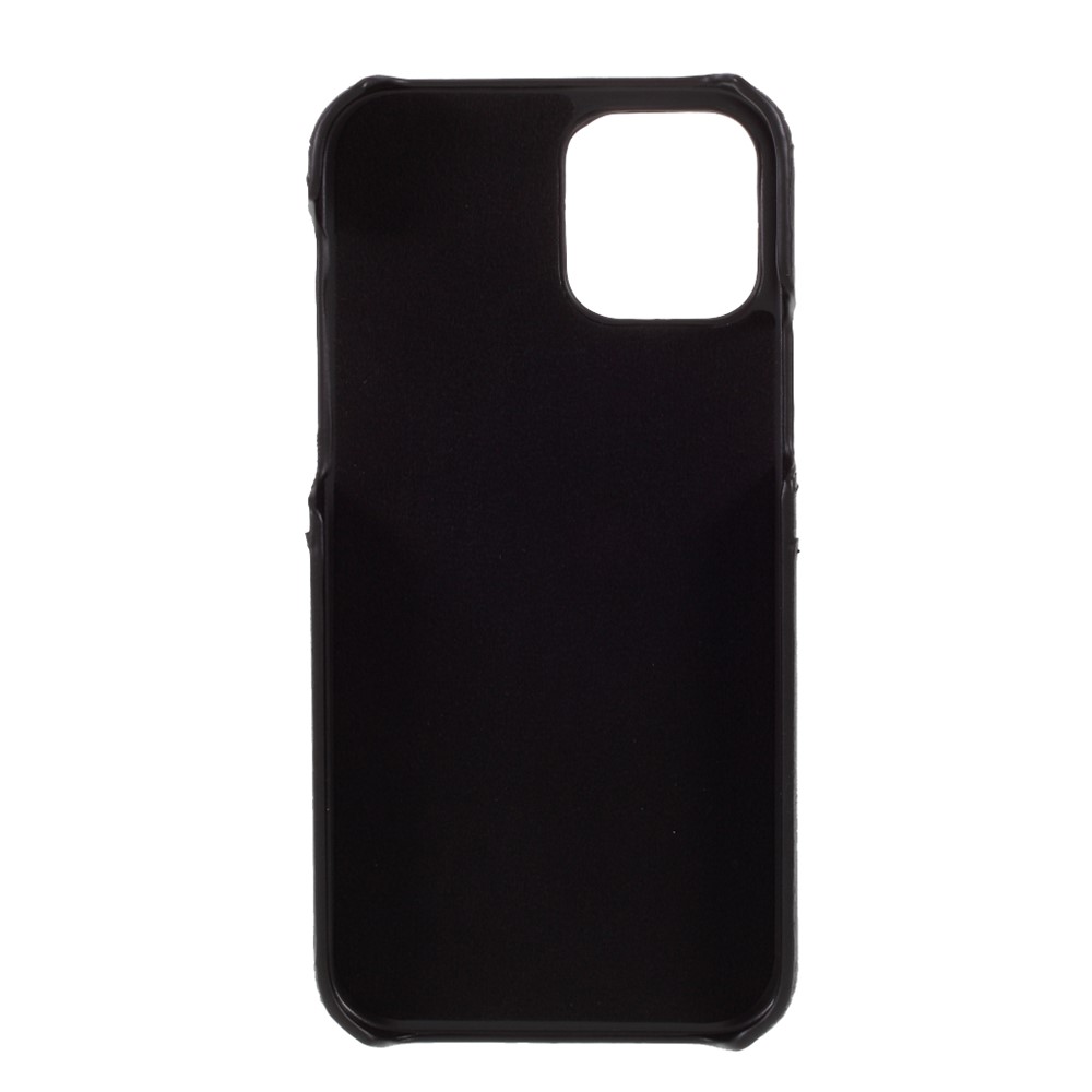 Double Card Slots PU Leather Coated PC Cover for iPhone 12 5.4-inch - Black-3