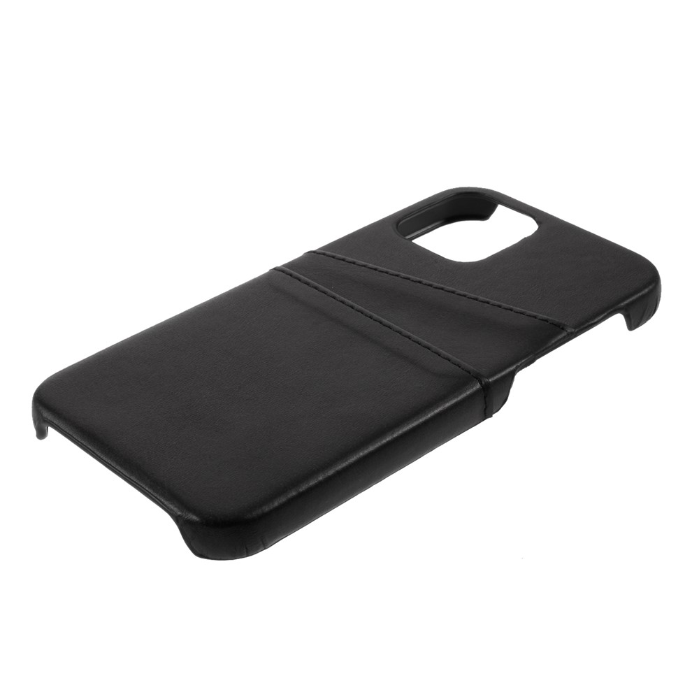 Double Card Slots PU Leather Coated PC Cover for iPhone 12 5.4-inch - Black-5