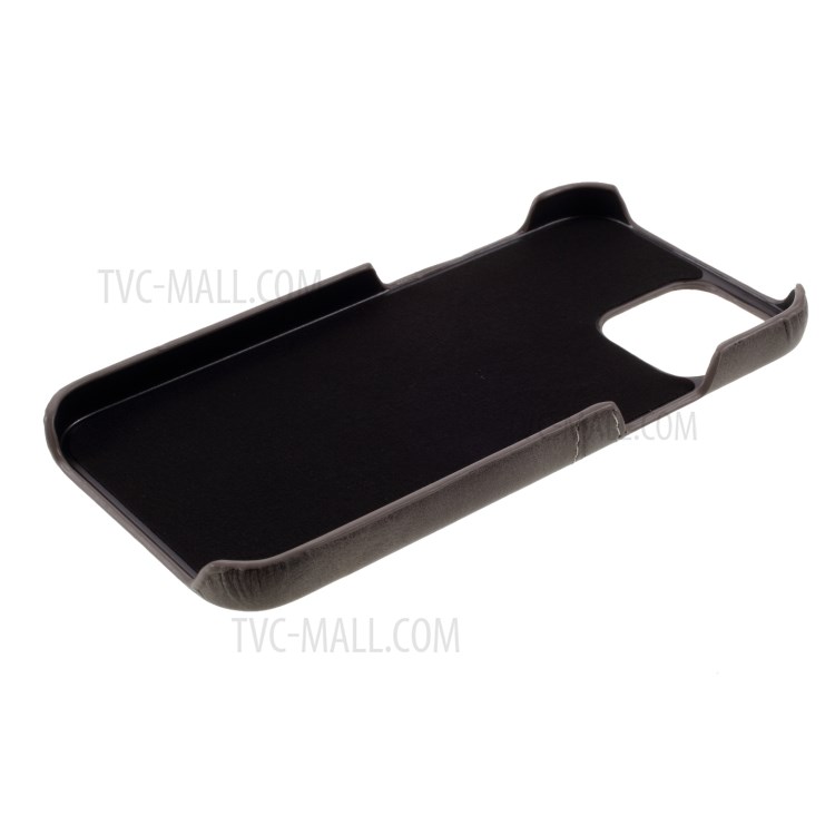 Double Card Slots PU Leather Coated PC Cover for iPhone 12 5.4-inch - Coffee-4