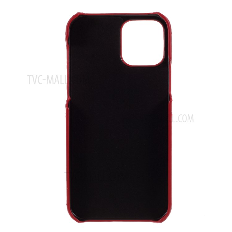 Double Card Slots PU Leather Coated PC Cover for iPhone 12 Pro Max 6.7-inch - Red-3