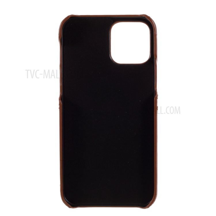 Double Card Slots PU Leather Coated PC Cover for iPhone 12 Pro Max 6.7-inch - Dark Brown-3