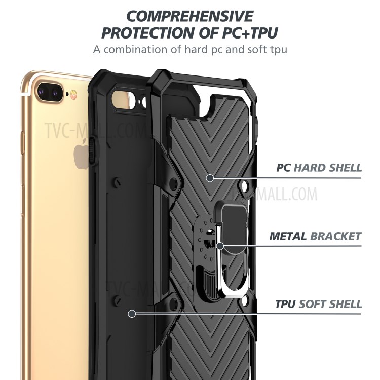 Detachable 2-in-1 PC + TPU Protective Shell with Kickstand for iPhone 8 Plus/7 Plus 5.5 inch - Black-4