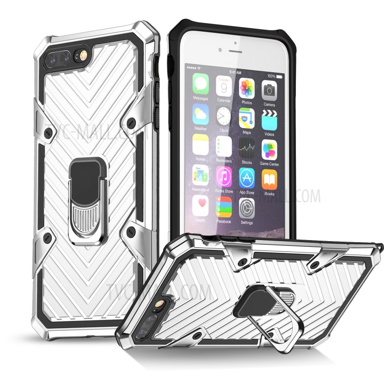 Detachable 2-in-1 PC + TPU Protective Shell with Kickstand for iPhone 8 Plus/7 Plus 5.5 inch - Silver-1