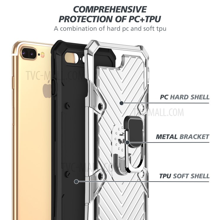 Detachable 2-in-1 PC + TPU Protective Shell with Kickstand for iPhone 8 Plus/7 Plus 5.5 inch - Silver-4