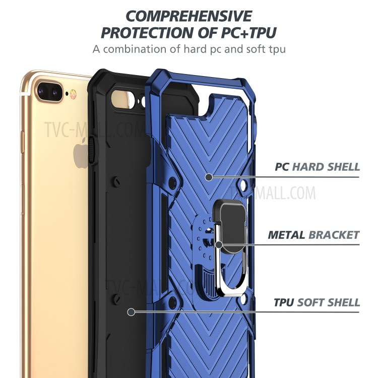 Detachable 2-in-1 PC + TPU Protective Shell with Kickstand for iPhone 8 Plus/7 Plus 5.5 inch - Blue-4