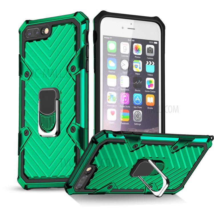 Detachable 2-in-1 PC + TPU Protective Shell with Kickstand for iPhone 8 Plus/7 Plus 5.5 inch - Dark Green-1