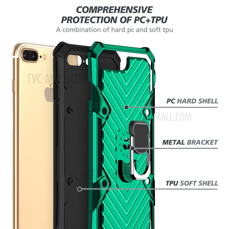 Detachable 2-in-1 PC + TPU Protective Shell with Kickstand for iPhone 8 Plus/7 Plus 5.5 inch - Dark Green-4