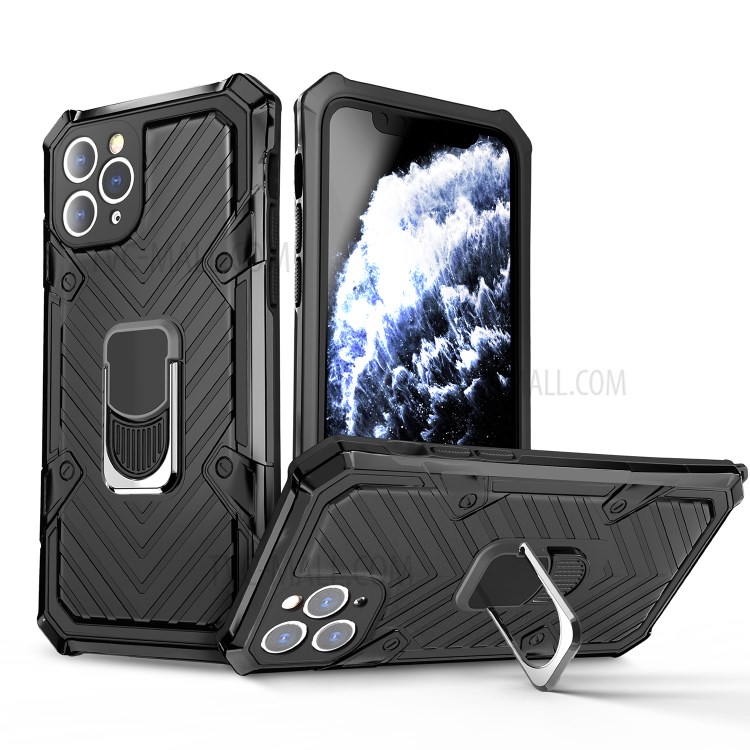 Rotatable Finger Ring Kickstand PC + TPU Hybrid Shell for iPhone 11 Pro 5.8 inch - Black-1