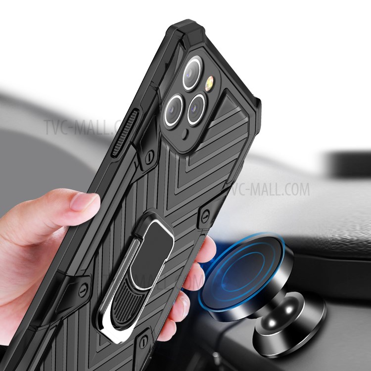 Rotatable Finger Ring Kickstand PC + TPU Hybrid Shell for iPhone 11 Pro 5.8 inch - Black-2