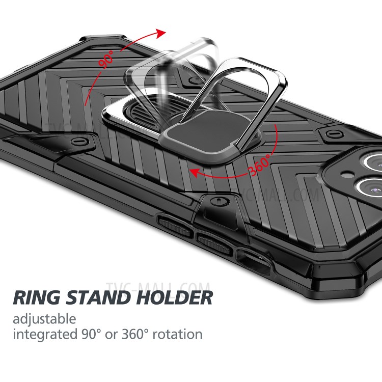 Rotatable Finger Ring Kickstand PC + TPU Hybrid Shell for iPhone 11 Pro 5.8 inch - Black-7