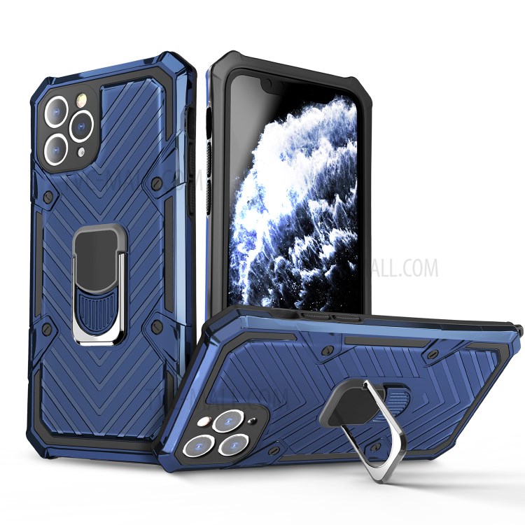 Rotatable Finger Ring Kickstand PC + TPU Hybrid Shell for iPhone 11 Pro 5.8 inch - Blue-1