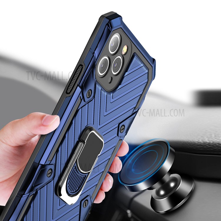 Rotatable Finger Ring Kickstand PC + TPU Hybrid Shell for iPhone 11 Pro 5.8 inch - Blue-2