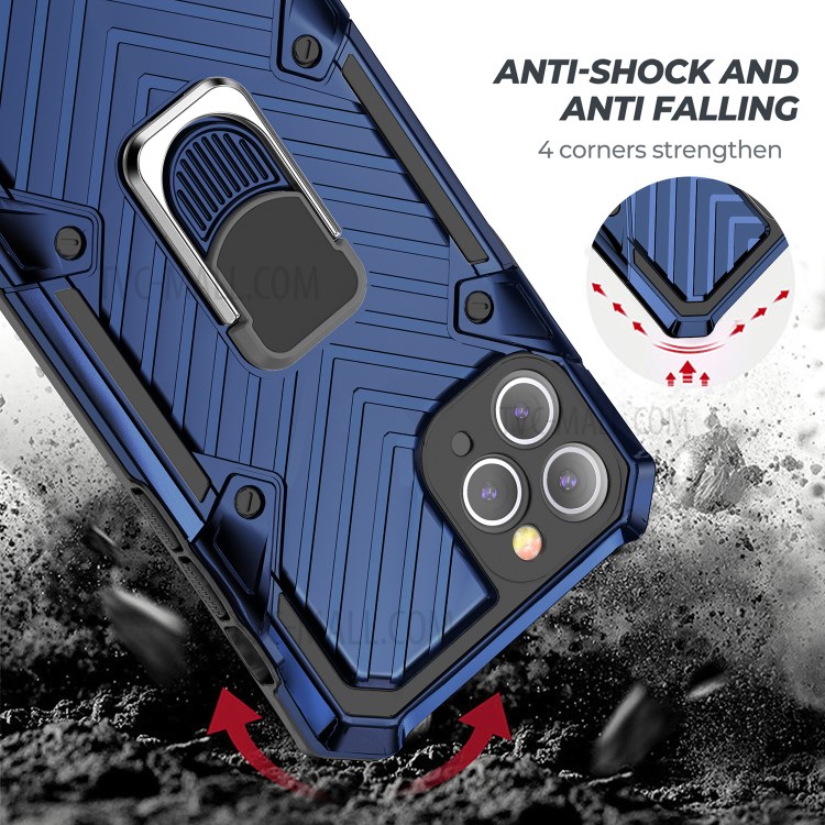 Rotatable Finger Ring Kickstand PC + TPU Hybrid Shell for iPhone 11 Pro 5.8 inch - Blue-3