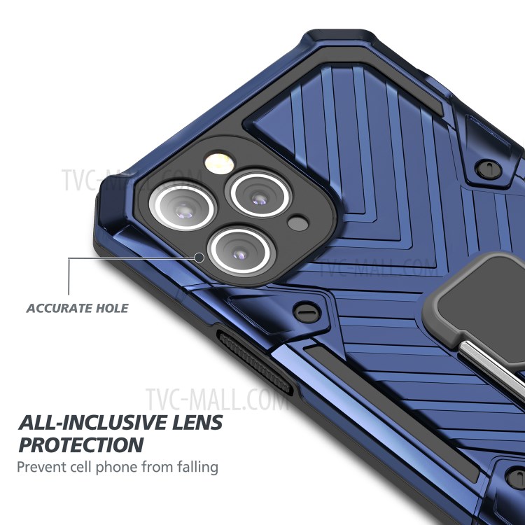Rotatable Finger Ring Kickstand PC + TPU Hybrid Shell for iPhone 11 Pro 5.8 inch - Blue-5