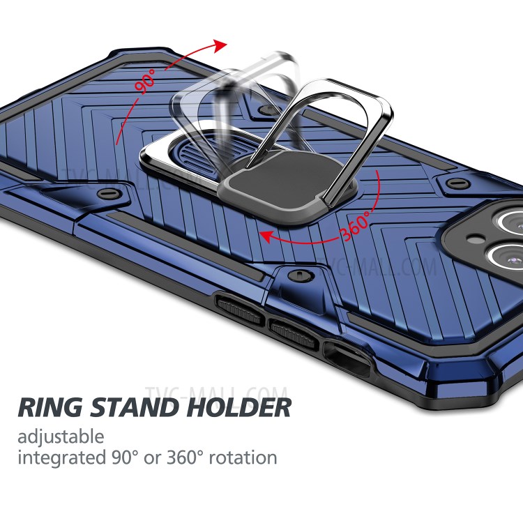Rotatable Finger Ring Kickstand PC + TPU Hybrid Shell for iPhone 11 Pro 5.8 inch - Blue-7