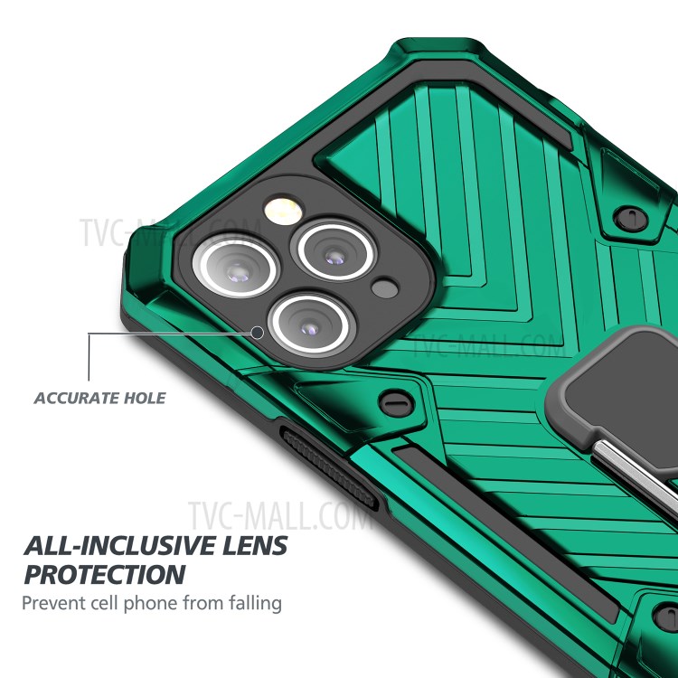 Rotatable Finger Ring Kickstand PC + TPU Hybrid Shell for iPhone 11 Pro 5.8 inch - Dark Green-5
