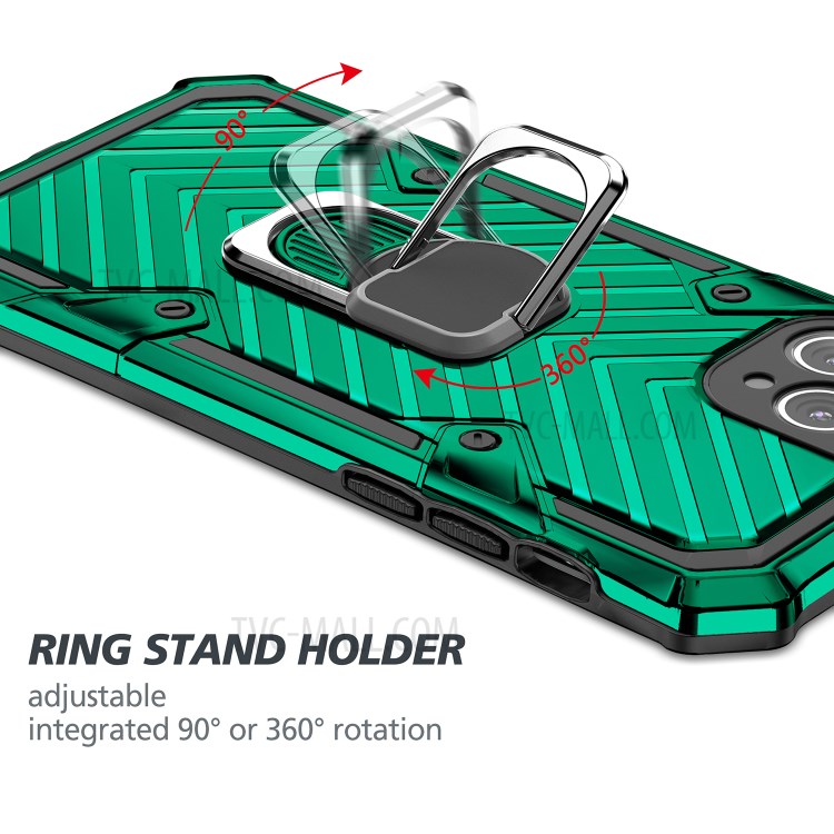 Rotatable Finger Ring Kickstand PC + TPU Hybrid Shell for iPhone 11 Pro 5.8 inch - Dark Green-7