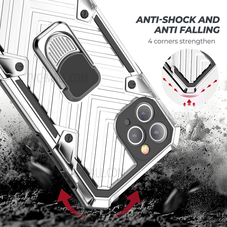 Rotatable Finger Ring Kickstand PC + TPU Hybrid Back Case for iPhone 11 Pro Max 6.5-inch - Silver-3