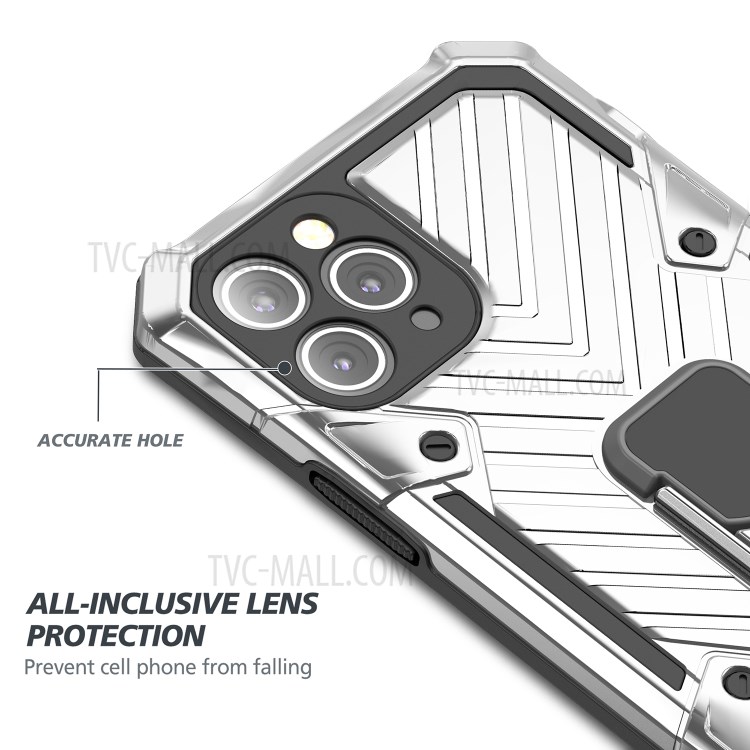 Rotatable Finger Ring Kickstand PC + TPU Hybrid Back Case for iPhone 11 Pro Max 6.5-inch - Silver-5