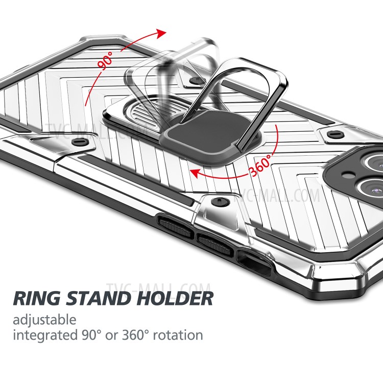 Rotatable Finger Ring Kickstand PC + TPU Hybrid Back Case for iPhone 11 Pro Max 6.5-inch - Silver-7