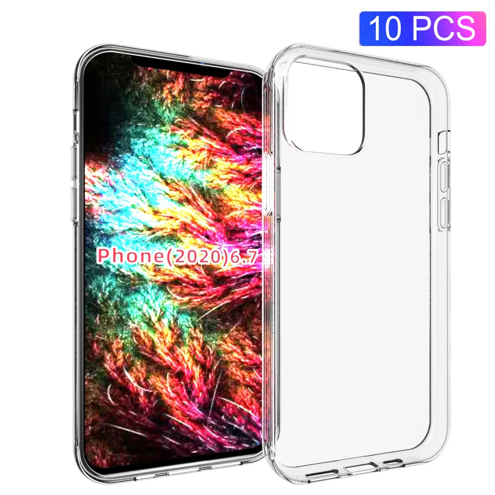 10Pcs/Pack Soft TPU Back Cover with Anti-watermark Inner for iPhone 12 Pro Max 6.7 inch-1