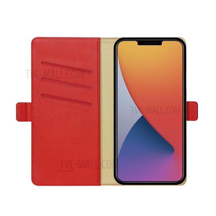 DZGOGO Milo Series Leather Wallet Case Cover for Apple iPhone 12 Pro Max 6.7 inch - Red-3