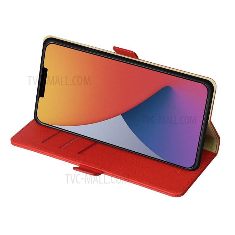 DZGOGO Milo Series Leather Wallet Case Cover for Apple iPhone 12 Pro Max 6.7 inch - Red-4