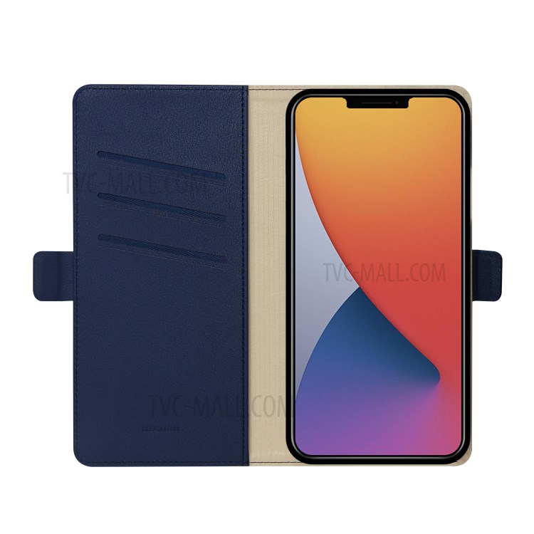 DZGOGO Milo Series Leather Wallet Case Cover for Apple iPhone 12 Pro Max 6.7 inch - Blue-3