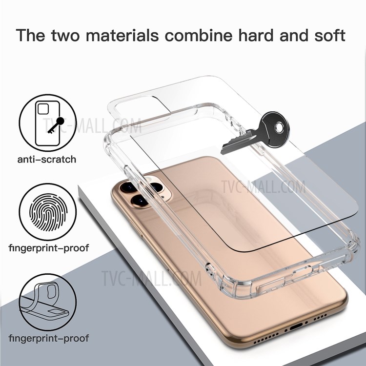 LEEU DESIGN 6D Conversion Hole Clear Glass + TPU Hybrid Phone Cover for iPhone 11 Pro 5.8 inch-10