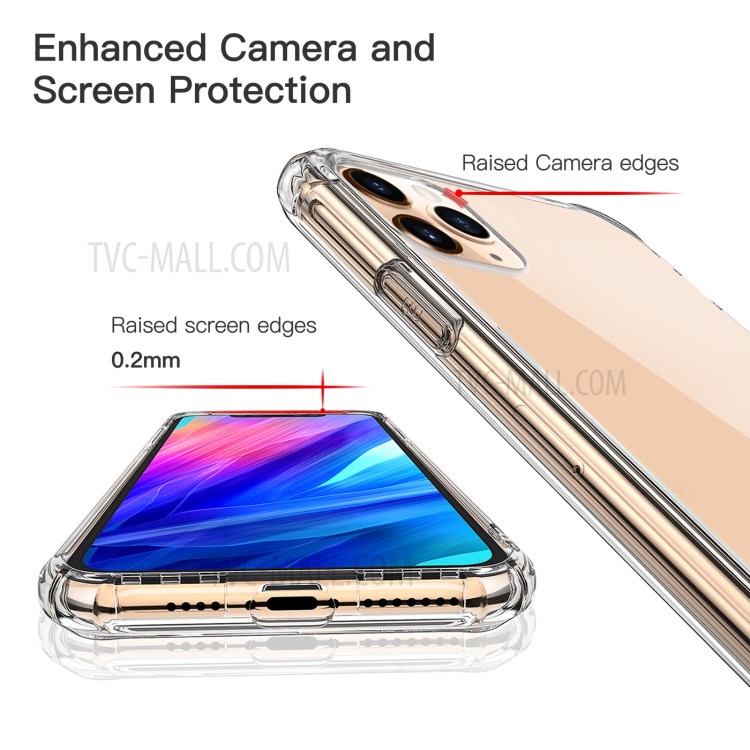 LEEU DESIGN 6D Conversion Hole Clear Glass + TPU Hybrid Phone Cover for iPhone 11 Pro 5.8 inch-12