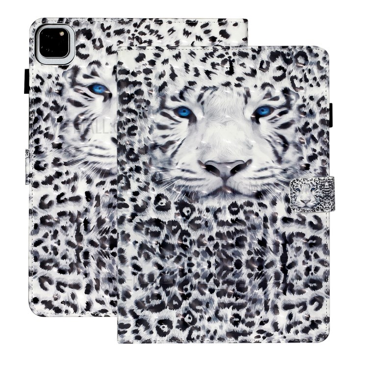 Light Spot Decor Patterned PU Leather Stand Shell Tablet Case for iPad Pro 11-inch (2020)/(2018) - Scary Leopard-2